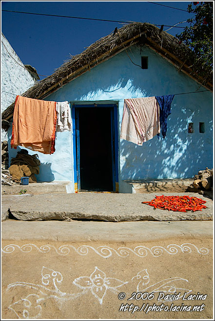 Kolam (Rangoli) - Rice Powder Drawing - Hampi - Nature, India
