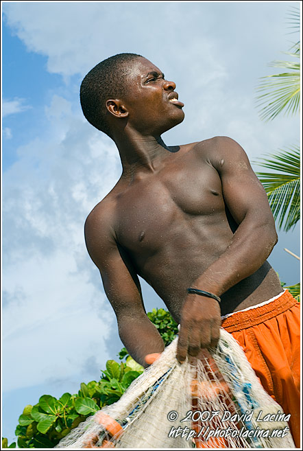 Fisherman Prepairing Net For Fishing - People And Nature, Sierra Leone