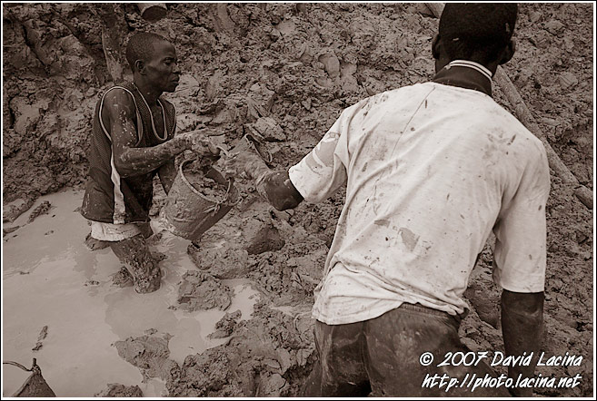 Transporting Soil In Diamond Mines - Diamond Mines, Sierra Leone