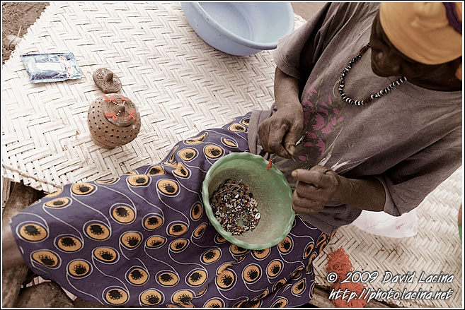 An Eldery Woman Making Beads - Bedick Tribe, Senegal