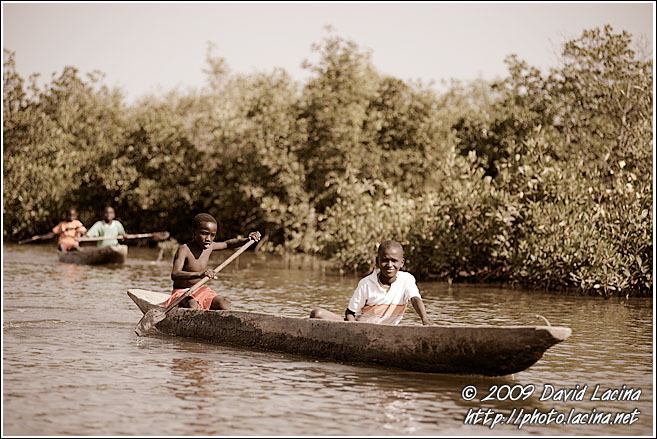 Boys On Pirogue - Casamance, Senegal