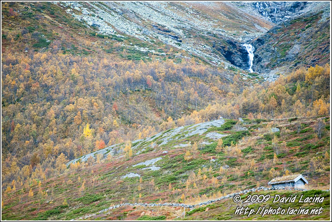 Hut By A Waterfall - Autumn In Hemsedal, Norway
