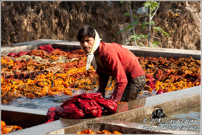 Washing The Clothes - Jaipur fabric factory, India