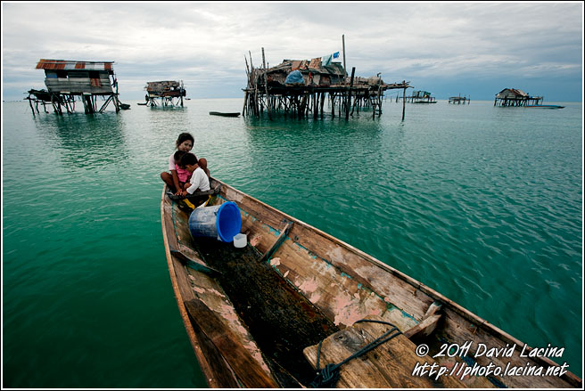 Children In A Boat - Sea gypsies - Bajau Laut, Malaysia