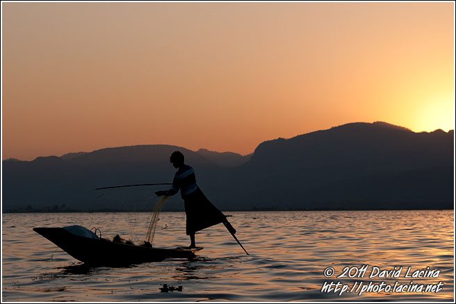 Fisherman And Sunset - Inle Lake, Myanmar (Burma)