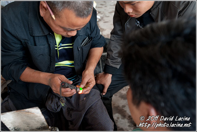 Checking Jade Quality - Mandalay, Myanmar (Burma)
