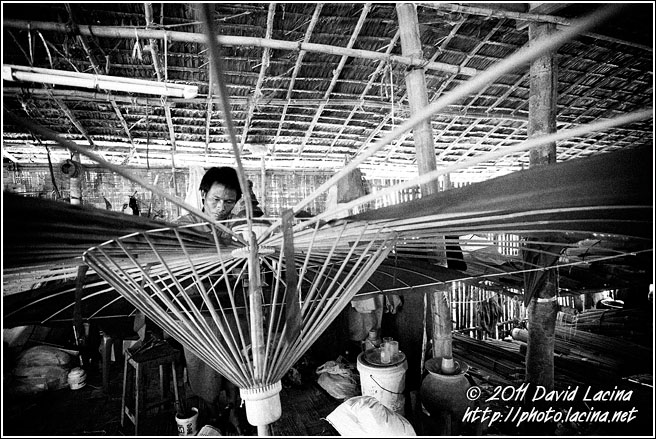 Making Parasol - Black And White, Myanmar (Burma)