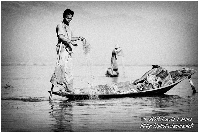 Fishing On Inle Lake - Black And White, Myanmar (Burma)
