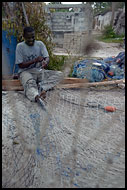 Fisherman Repairing Nets, Northern Zanzibar, Tanzania