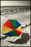 Umbrella On A Beach, Colorized Tanzania, Tanzania