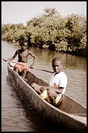Boys On Pirogue, Casamance, Senegal