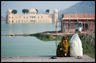 Women By Jal Mahal (Water Palace), Jaipur, India