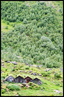 Huts On Mountains, Land Of Fjords, Norway